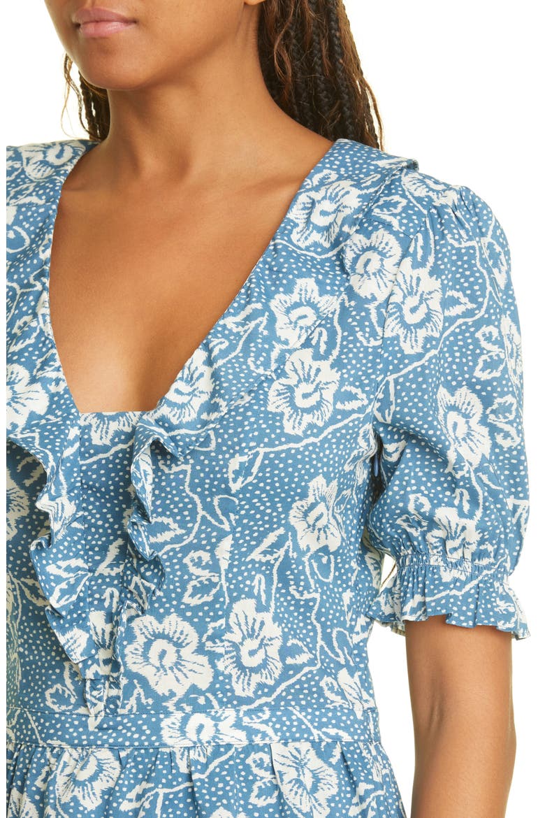 Cayenne Floral Ruffle Peplum Top, Alternate, color, NAVYMLTI