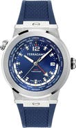 FERRAGAMO F-80 GMT Worldtime Silicone Strap Watch, 43mm