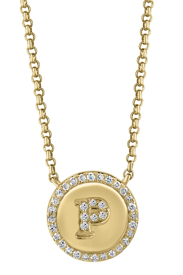Diamond 'P' Initial Pendant Necklace, Alternate, color, GOLD