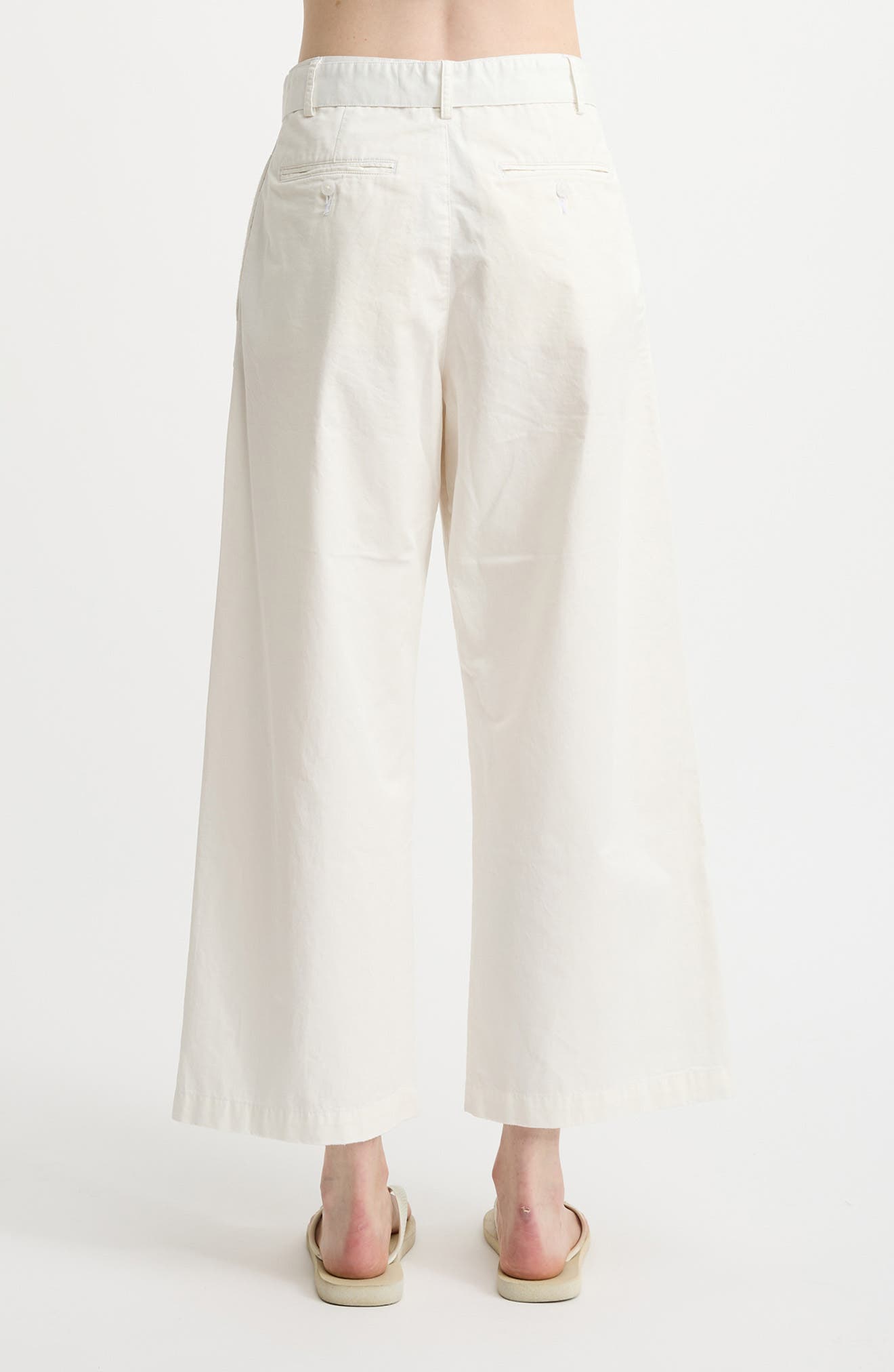 Belted Wide Leg Cotton Chino Pants - image 2