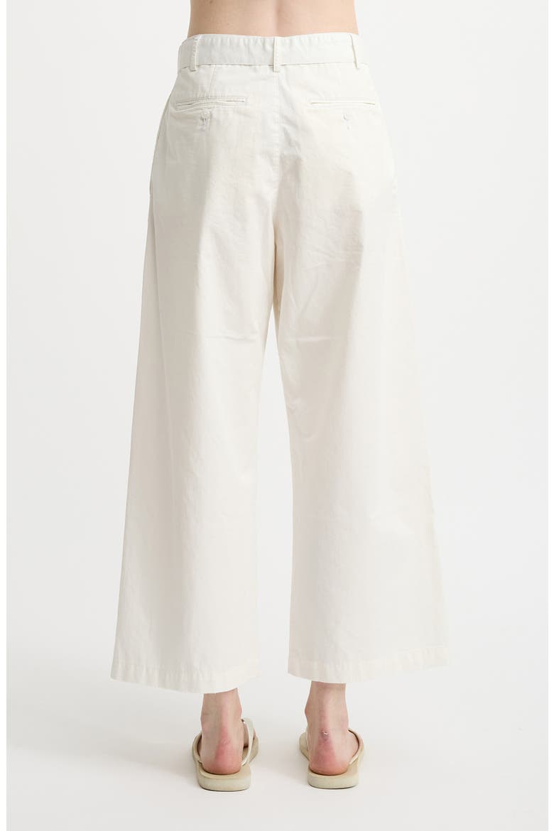Belted Wide Leg Cotton Chino Pants, Alternate, color, WHITE