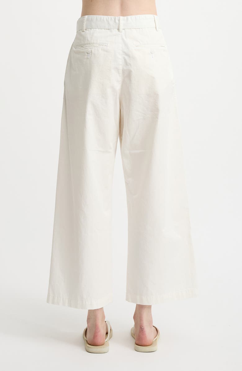 DENIMIST Belted Wide Leg Cotton Chino Pants, Alternate, color, White
