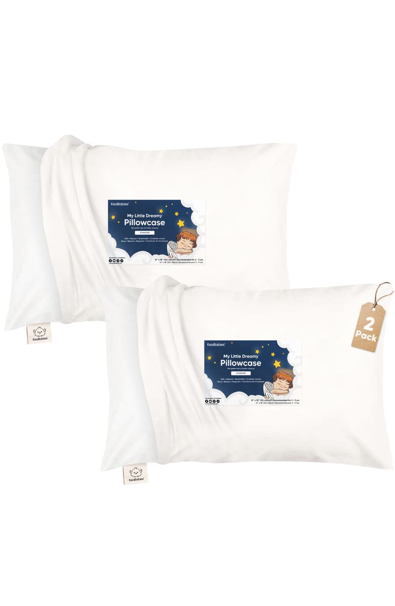 KeaBabies 2-Pack Printed Toddler Pillowcase 13X18", Main, color, Soft White