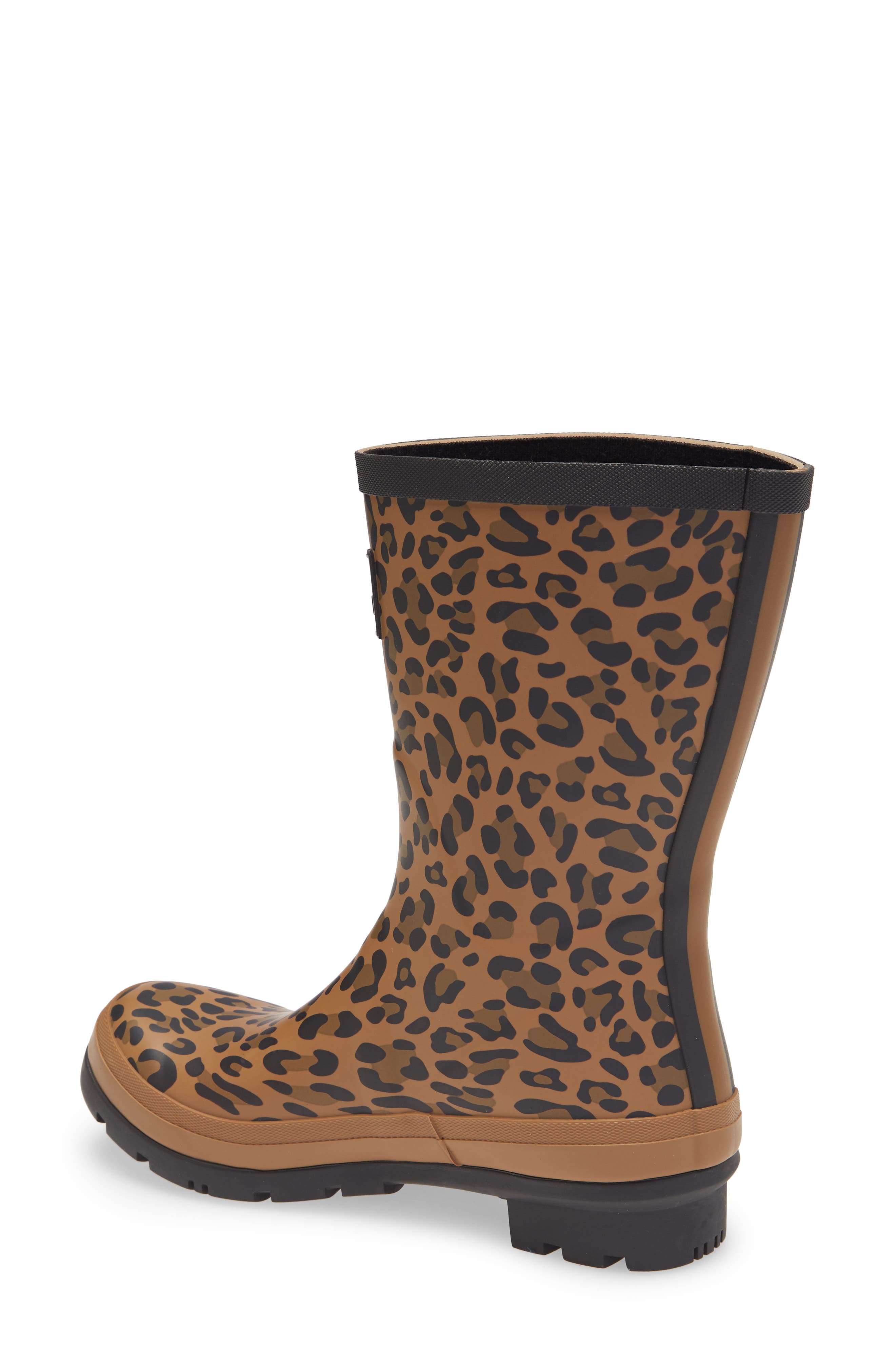 Molly Floral Print Welly Waterproof Rain Boot, Alternate, color, TAN LEOPARD