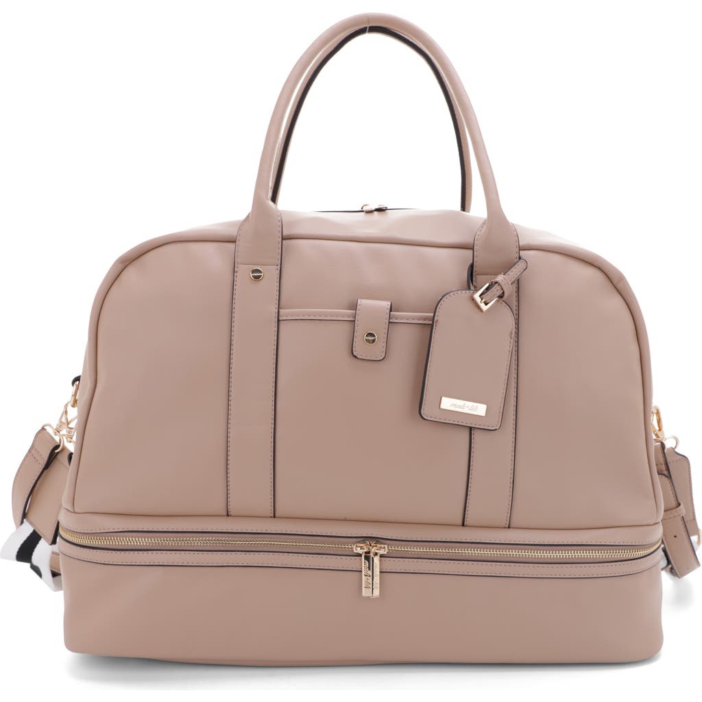 Mali + Lili Riley Vegan Leather Weekend Travel Bag In Brown