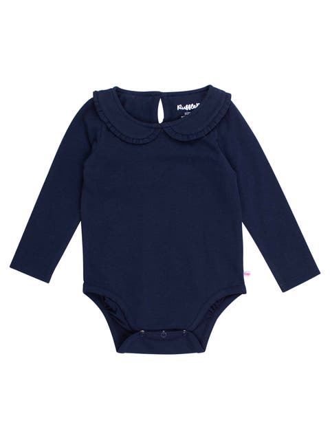 Baby Girls Knit Long Sleeve Ruffle Peter Pan Bodysuit