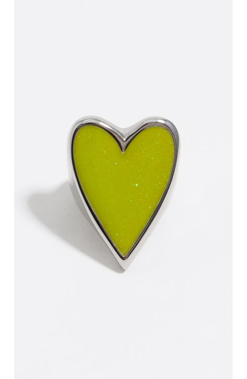 Bimba Y Lola Glitter Heart Ring In Green