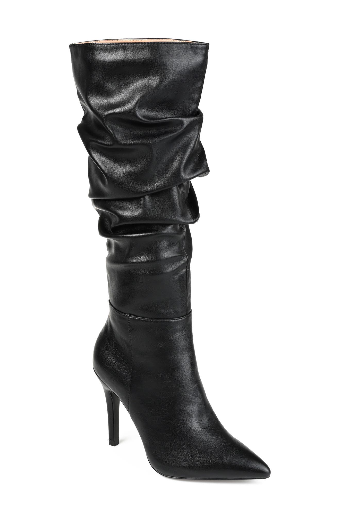 Journee Collection Sarie Ruched Shaft Pointed Toe Stiletto Boot - Extra Wide Calf, Main, color, 
