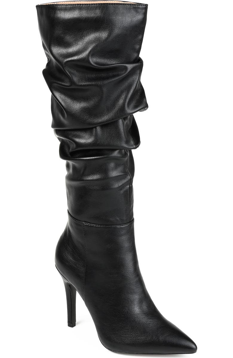 Journee Collection Sarie Ruched Shaft Pointed Toe Stiletto Boot - Extra Wide Calf, Main, color,