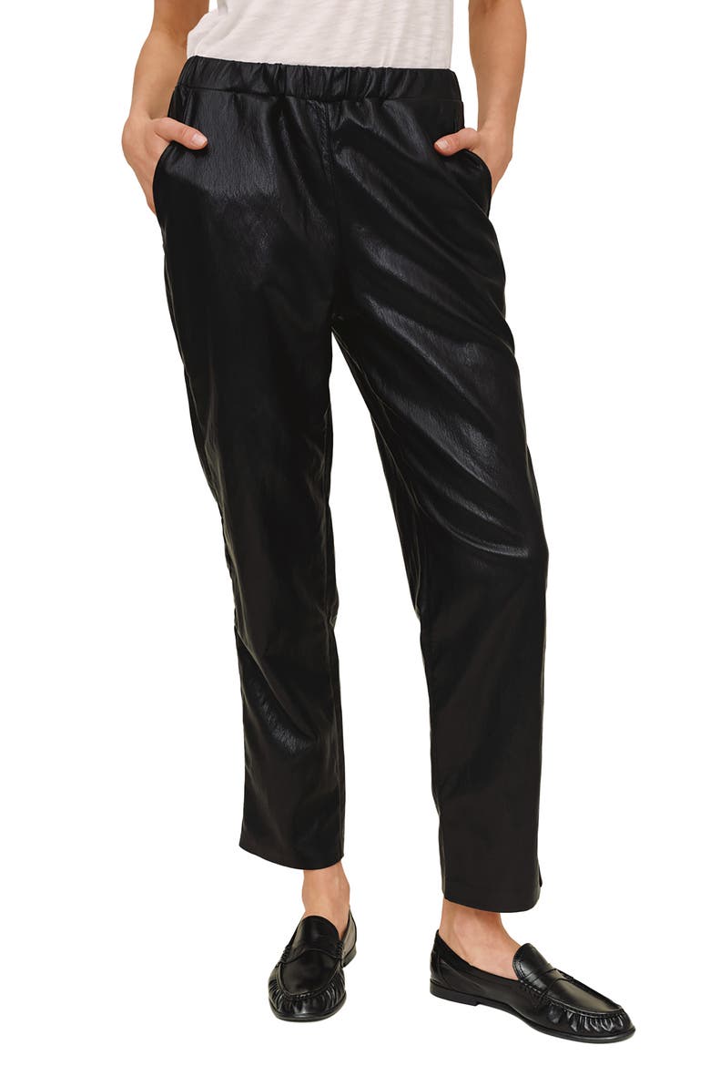 Faux Leather Pull-On Pants, Main, color, BLACK