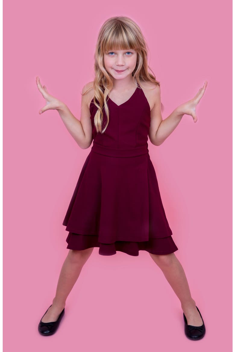 Illusion Back Skater Dress, Alternate, color, WINE