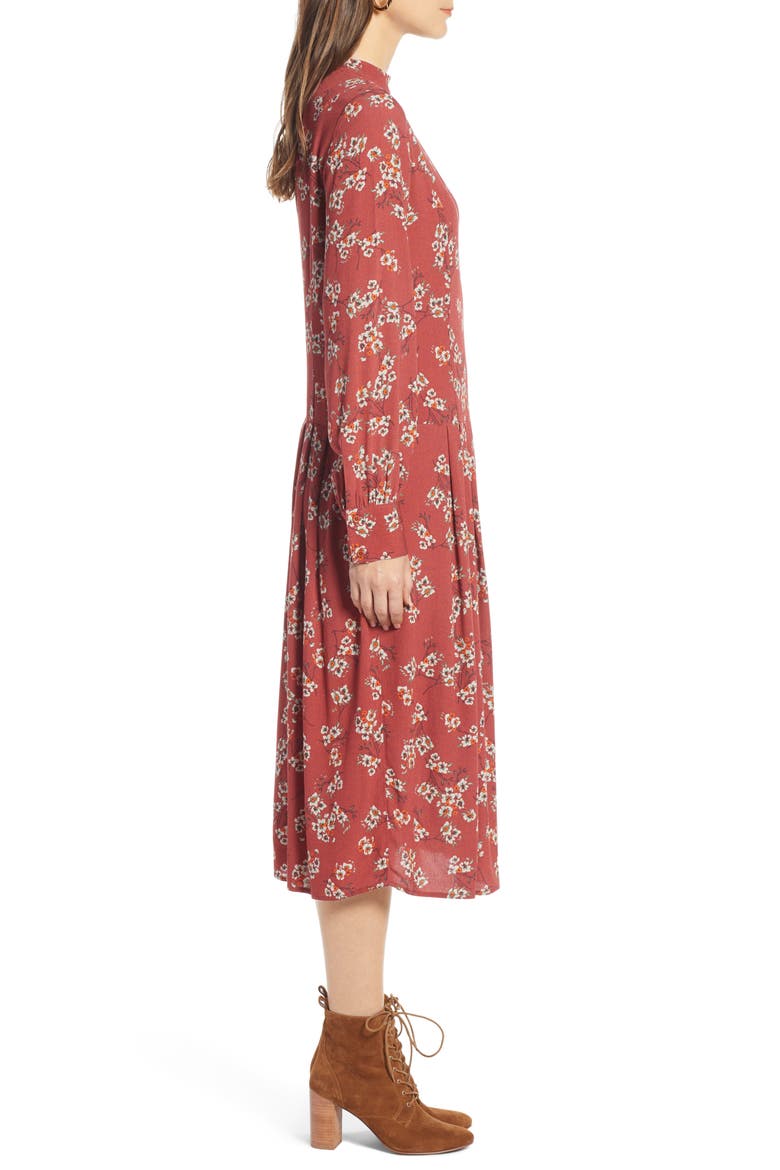 Femme Midi Dress, Alternate, color, RED RUSSET BAMBOO FLORAL