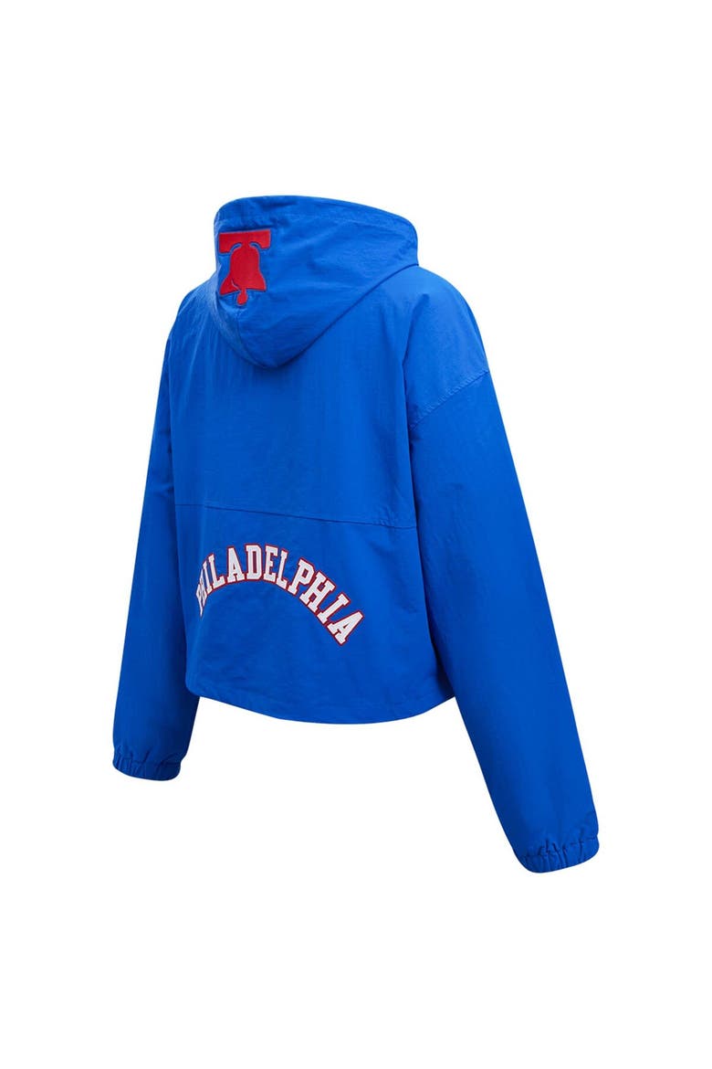 Women's Pro Standard Royal Philadelphia 76ers Classic Wind Woven Cropped Half-Zip Jacket, Alternate, color, Royal