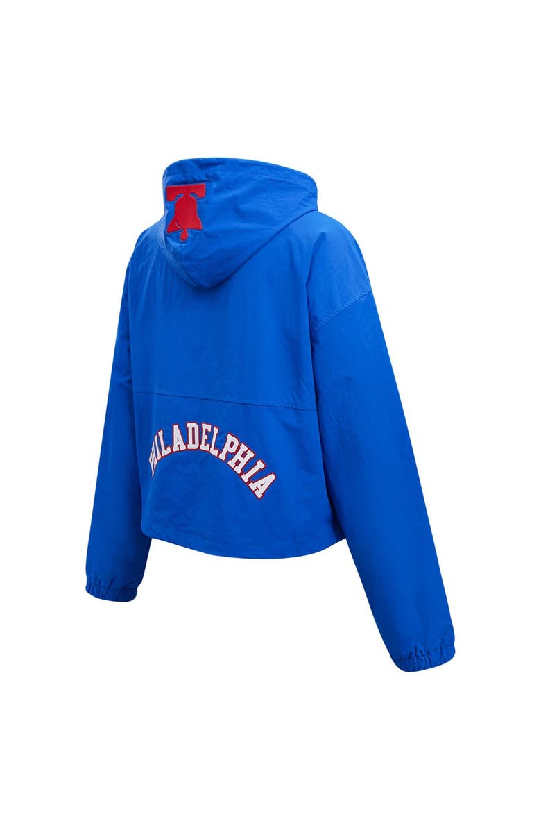 PRO STANDARD Women's Pro Standard Royal Philadelphia 76ers Classic Wind Woven Cropped Half-Zip Jacket, Alternate, color, Royal