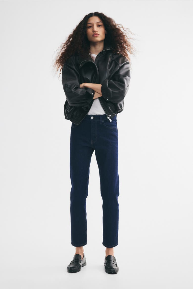 Straight Regular Waist Jeans, Main, color, Dark denim blue