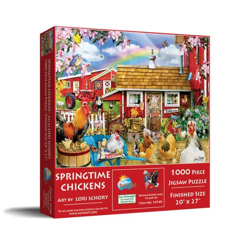 Springtime Chickens 1000 piece Jigsaw Puzzle for Adults