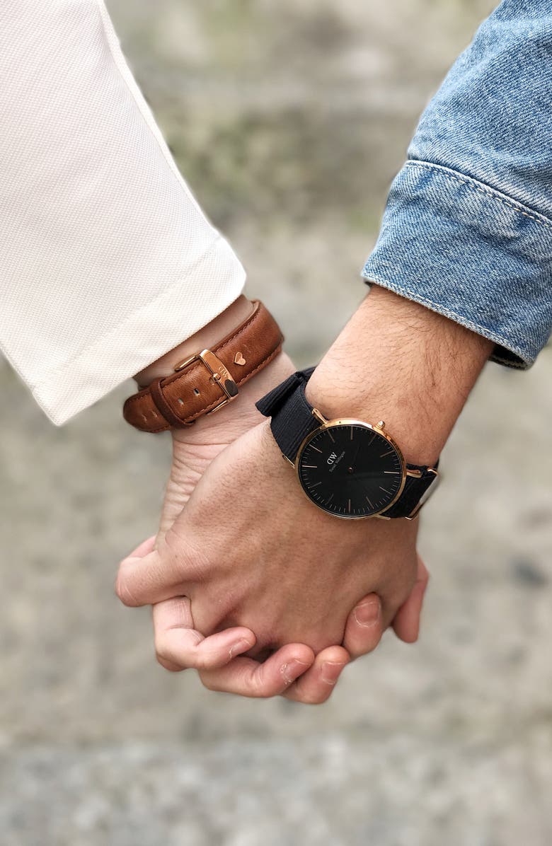 Daniel Wellington Classic Cornwall NATO Strap Watch, 40mm, Alternate, color, Rose Gold/ Black