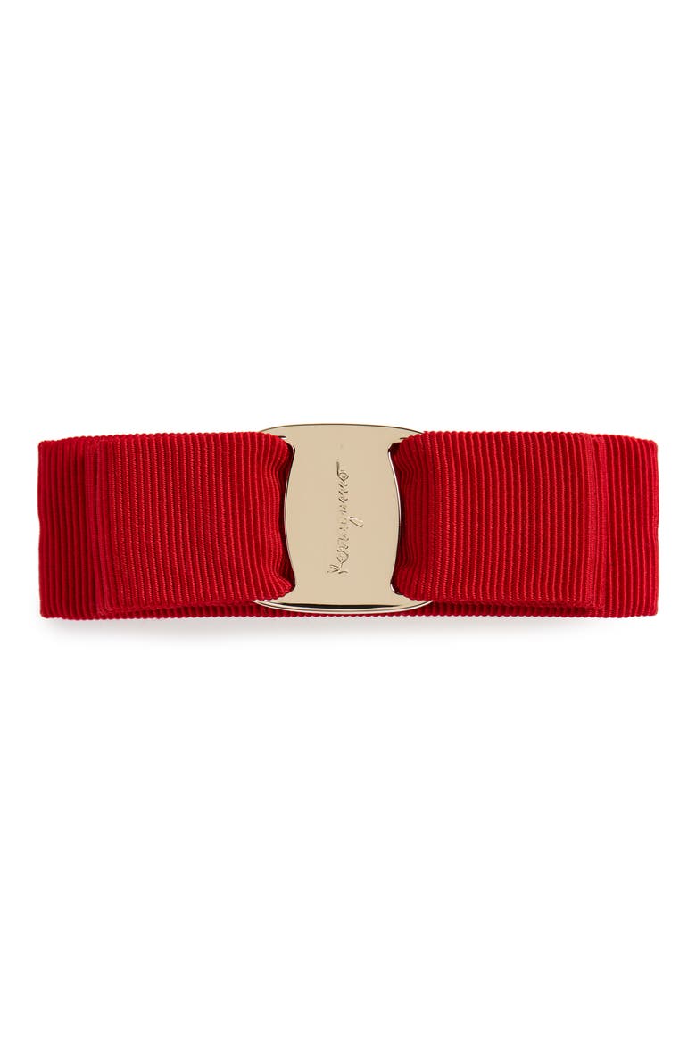 Salvatore Ferragamo Vara Bow Barrette, Main, color, ROSSO/ ORO