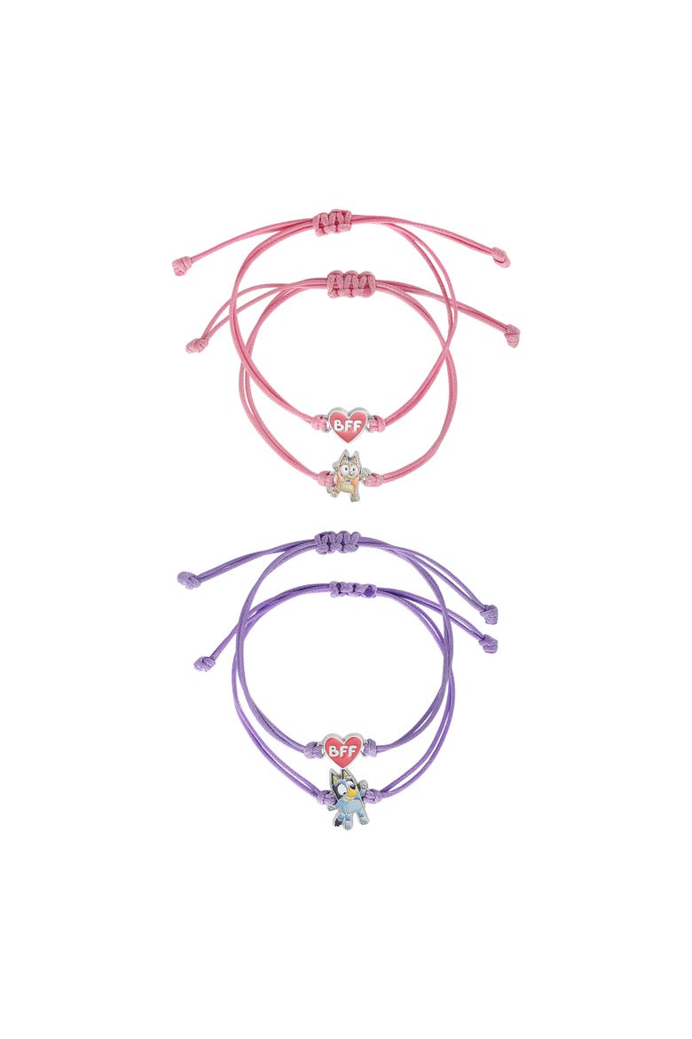Adjustable Friendship Bracelet Set, Heart Charm, 4-Pack, Main, color, Multicolor