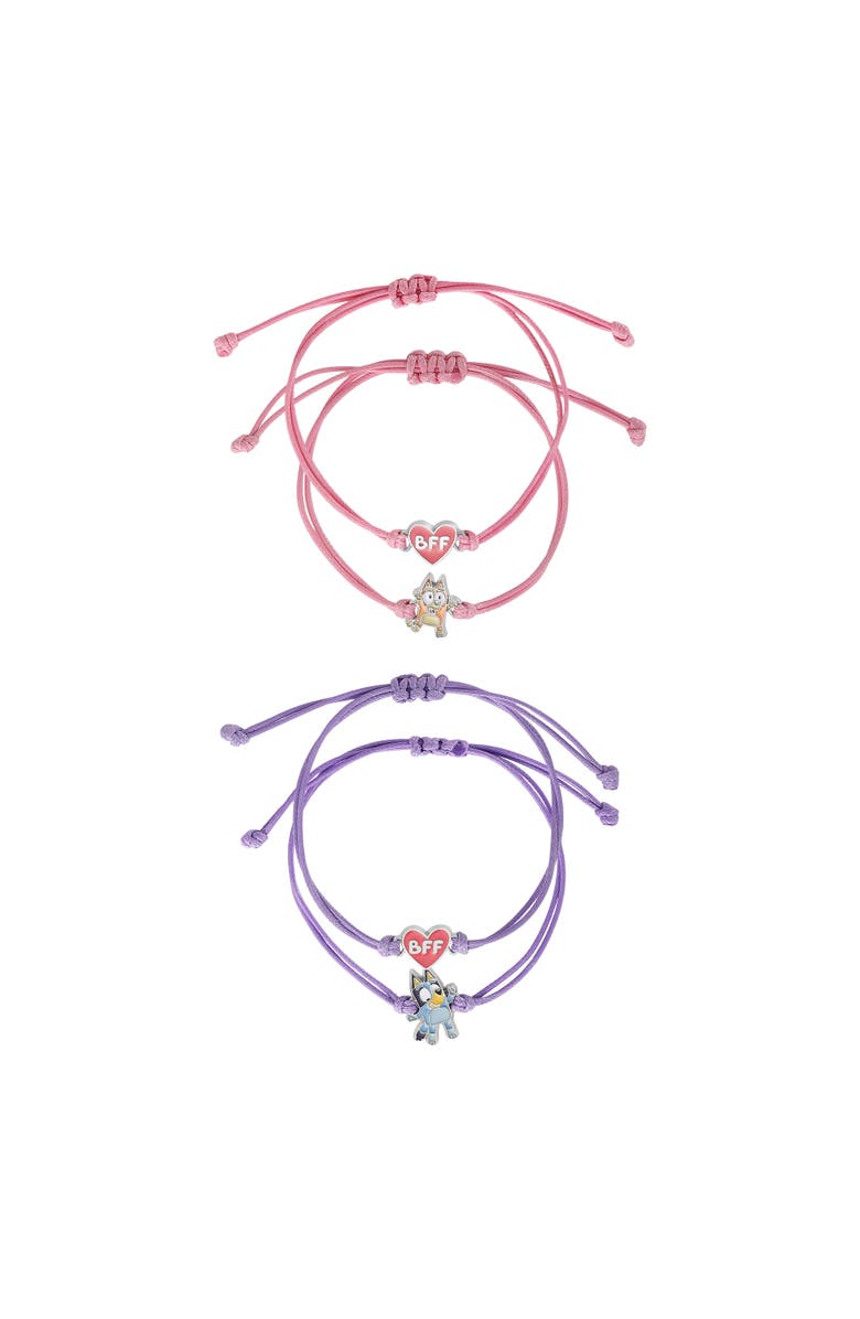 BLUEY Adjustable Friendship Bracelet Set, Heart Charm, 4-Pack, Main, color, Multicolor