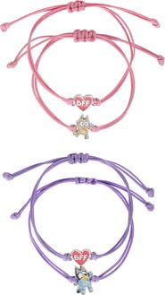 BLUEY Adjustable Friendship Bracelet Set, Heart Charm, 4-Pack