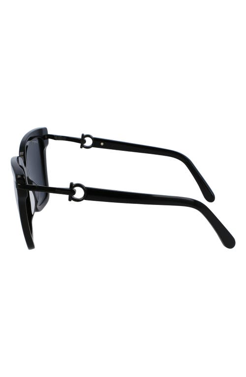 Ferragamo 57mm Polarized Rectangular Sunglasses In Black