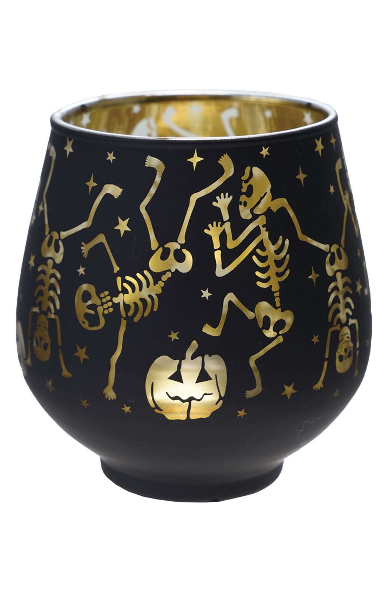 Creative Co-Op Laser Etched Skeletons Votive Holder | Nordstrom