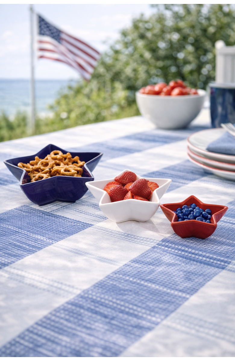 C&F Home Red White & Blue Patriotic Star Shaped Set of 3 Serving Dishes, Alternate, color, Blue
