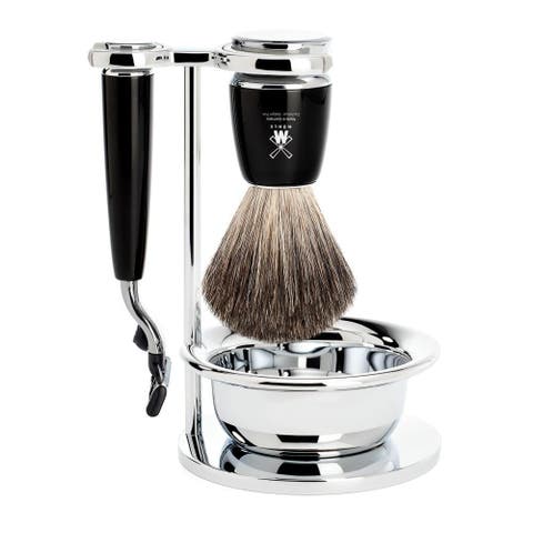 Rytmo Black 4-Piece Pure Badger & Mach-3 Shaving Set