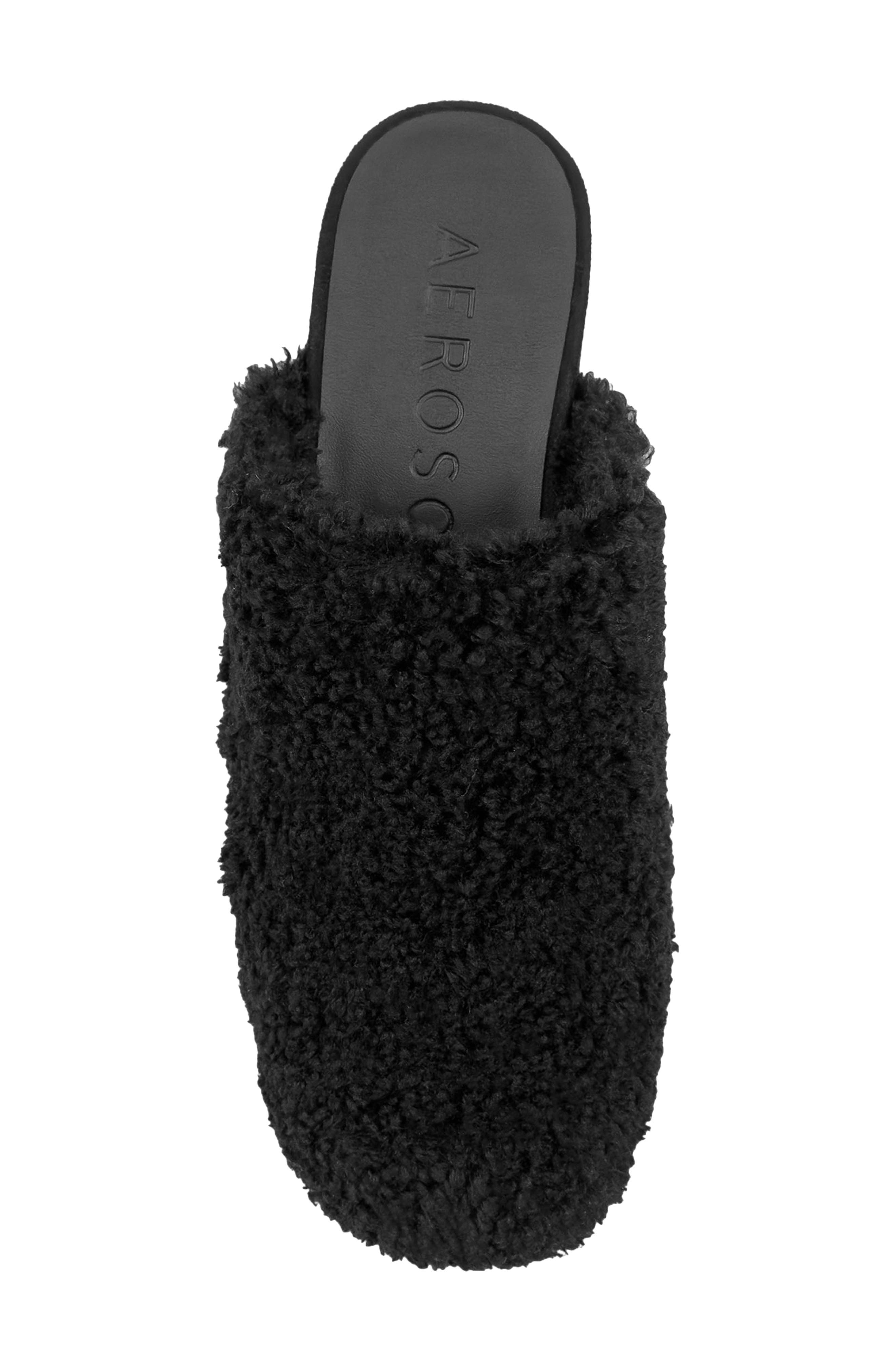 Aerosoles Chata Leather Mule, Alternate, color, Black Faux Shearling