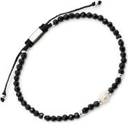 Jan Leslie Onyx and Pearl Center Beaded Pull Bracelet