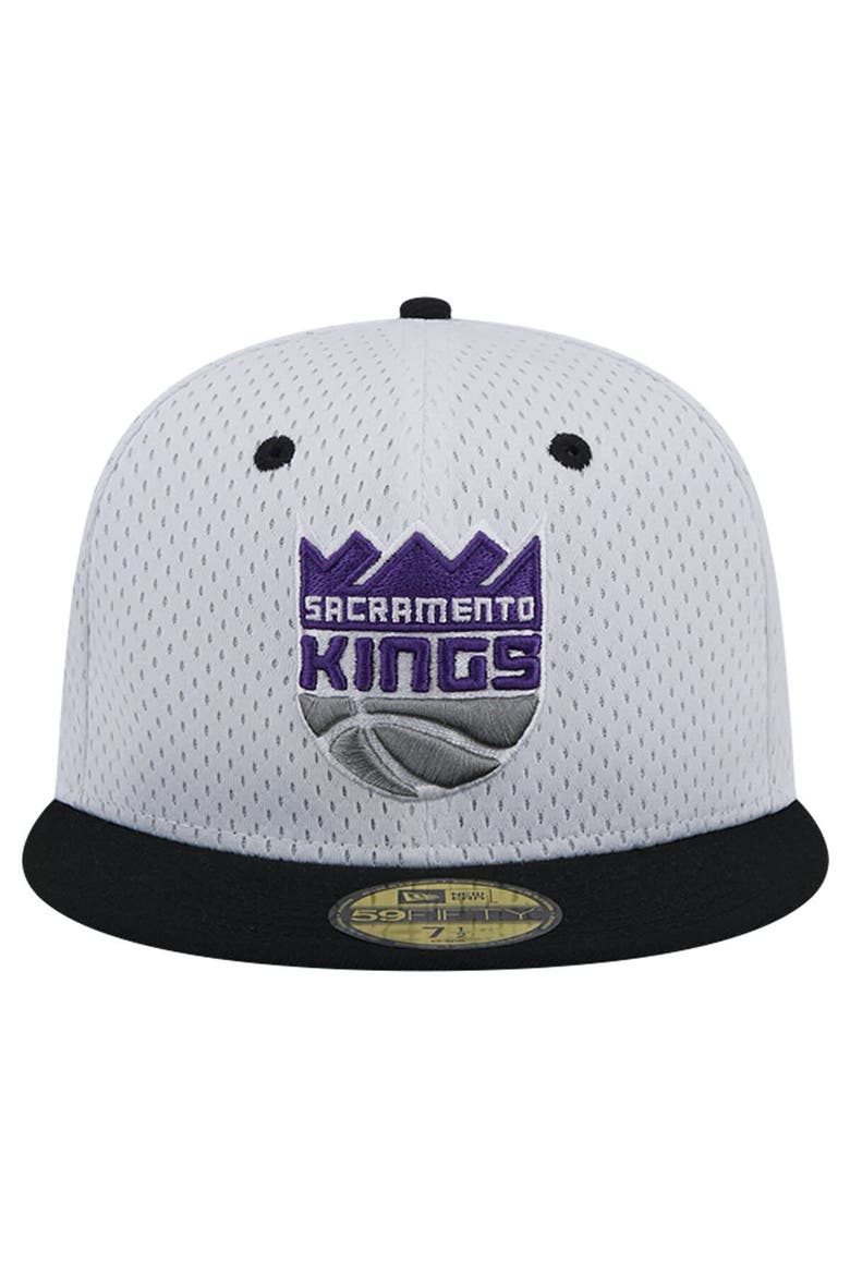 Men's New Era White/Black Sacramento Kings Throwback 2Tone 59FIFTY Fitted Hat, Alternate, color, White