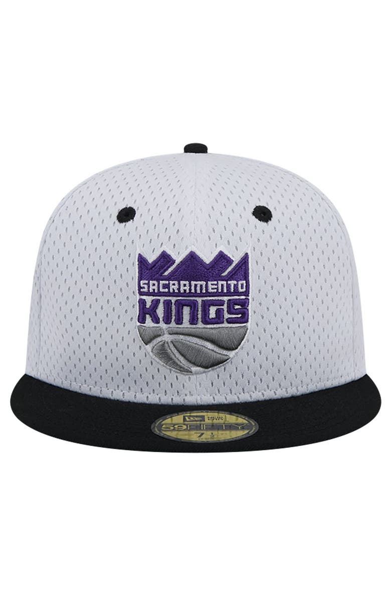 New Era Men's New Era White/Black Sacramento Kings Throwback 2Tone 59FIFTY Fitted Hat, Alternate, color, 