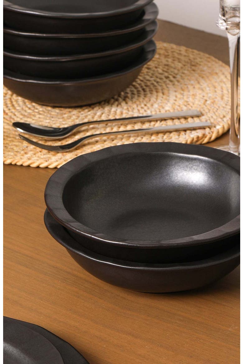 Oasis Stoneware 24-Piece Dinnerware Set, Alternate, color, Black