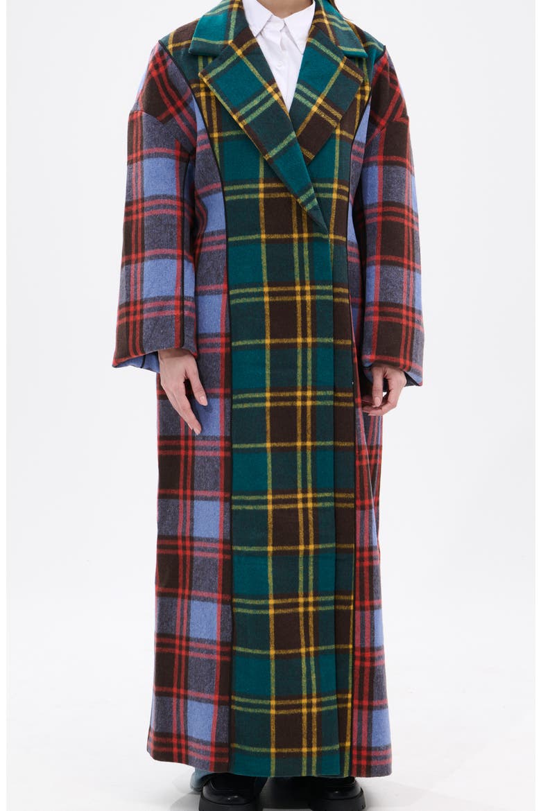 Oversize Plaid Trench, Main, color, GREEN MULTI PLAID