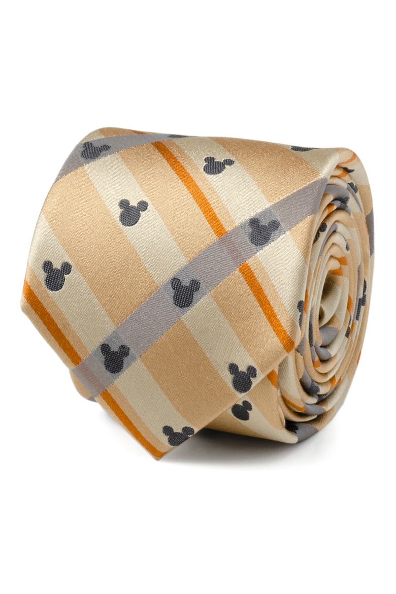 x Disney Mickey Tan Plaid Silk Tie, Alternate, color, TAN