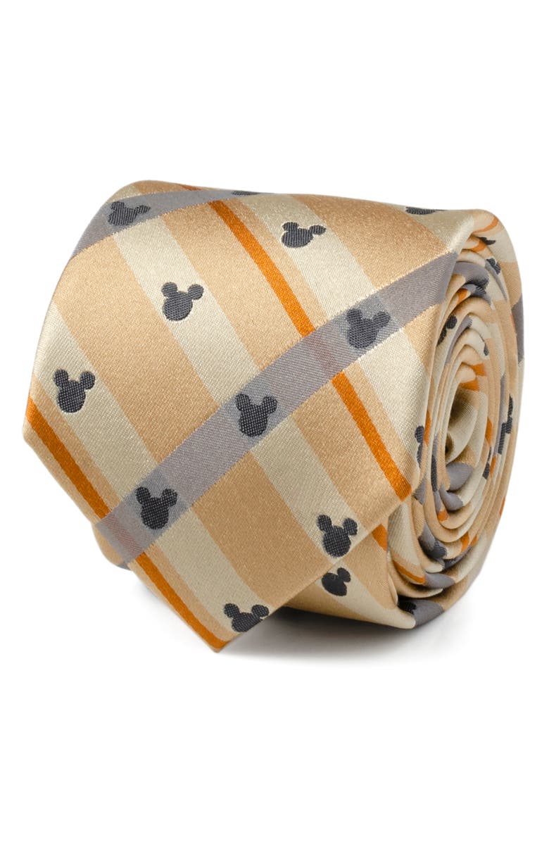 Cufflinks, Inc. x Disney Mickey Tan Plaid Silk Tie, Alternate, color, Tan