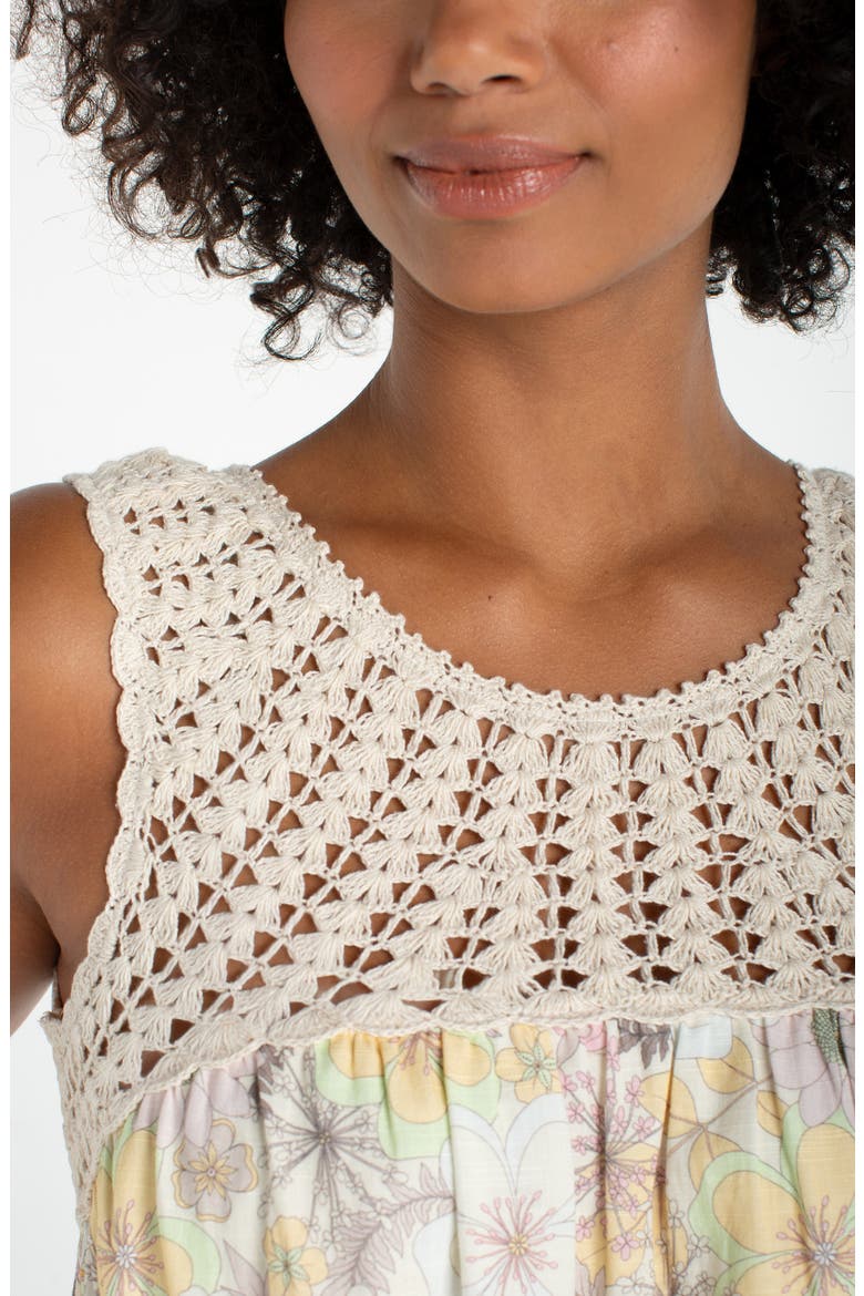 Crochet Detail Floral Shift Dress, Alternate, color, PRISTINE MULTI