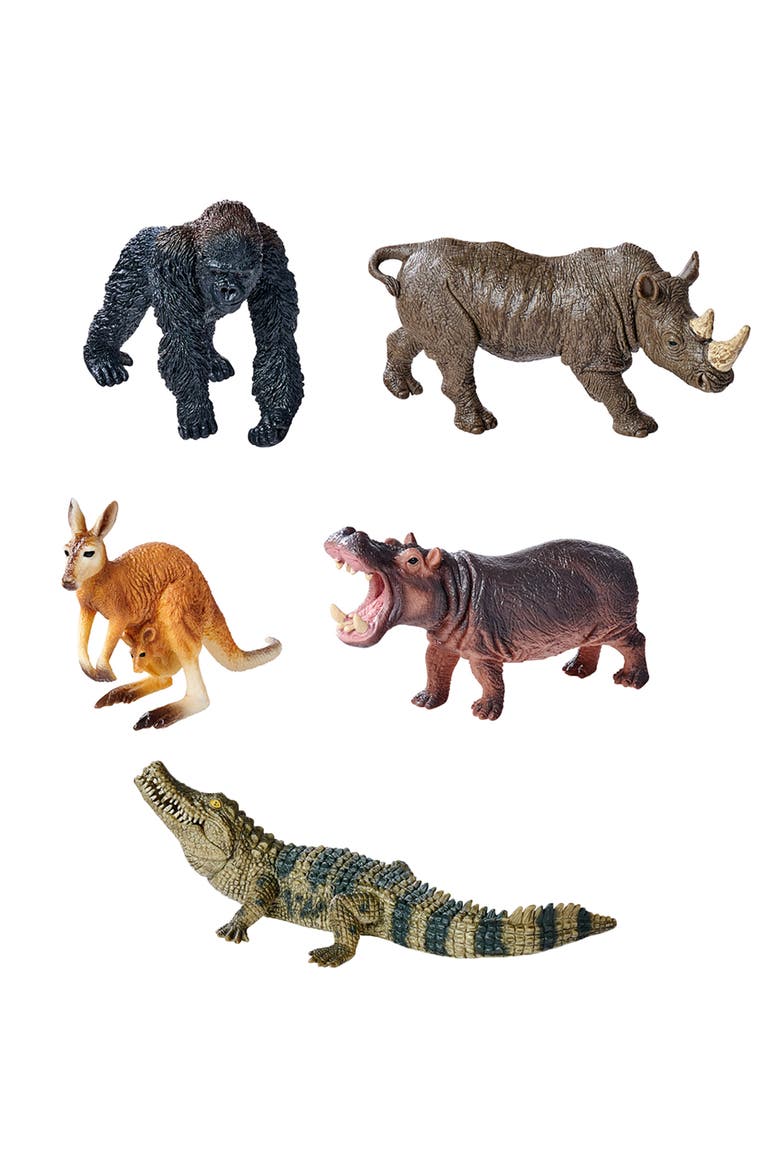 Wild Animals Set 5 Wildlife Figures Realistic Miniatures Kids 3+, Main, color, Multicolored