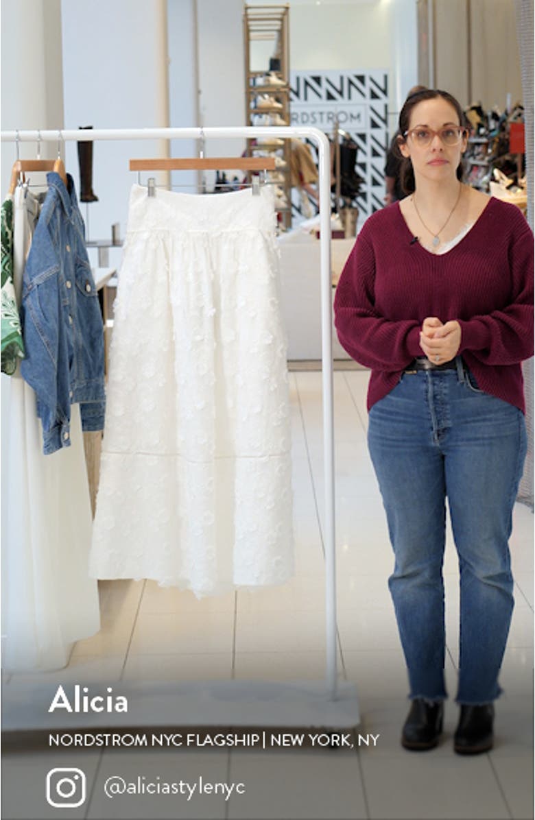 Off White 3D Flower Midi Skirt, sales video thumbnail