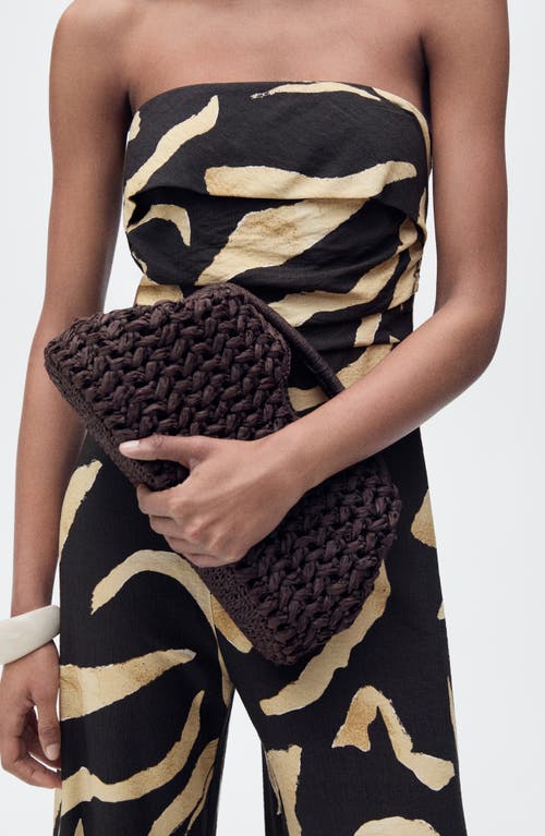Shop Mango Printed Strapless Jumpsuit In Black