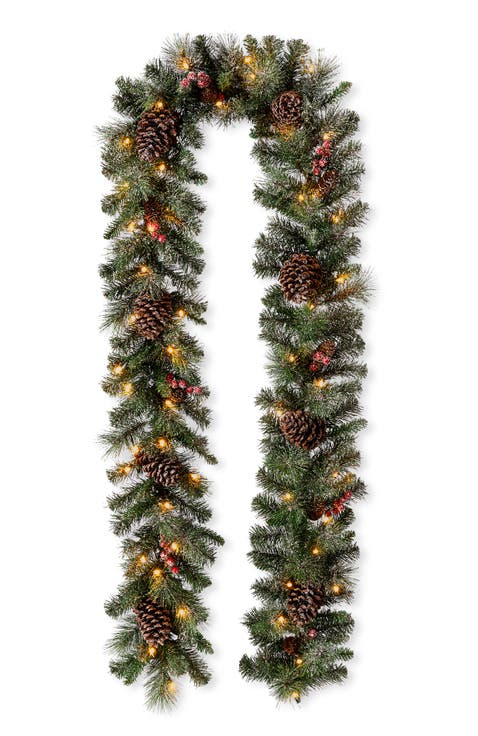 9ft Lighted Christmas Garland with Pine Cone and Timer