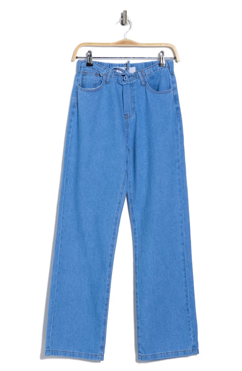 FLYING ANGEL Drawstring Waist Wide Leg Jeans, Alternate, color, Medium Light Wash