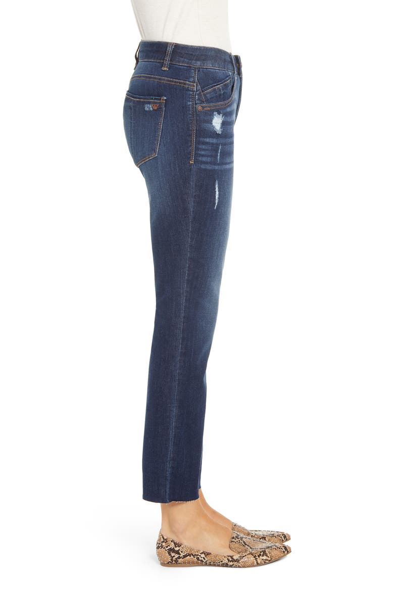 Ab-Solution Raw Hem Girlfriend Jeans (Nordstrom Exclusive), Alternate, color, BLUE