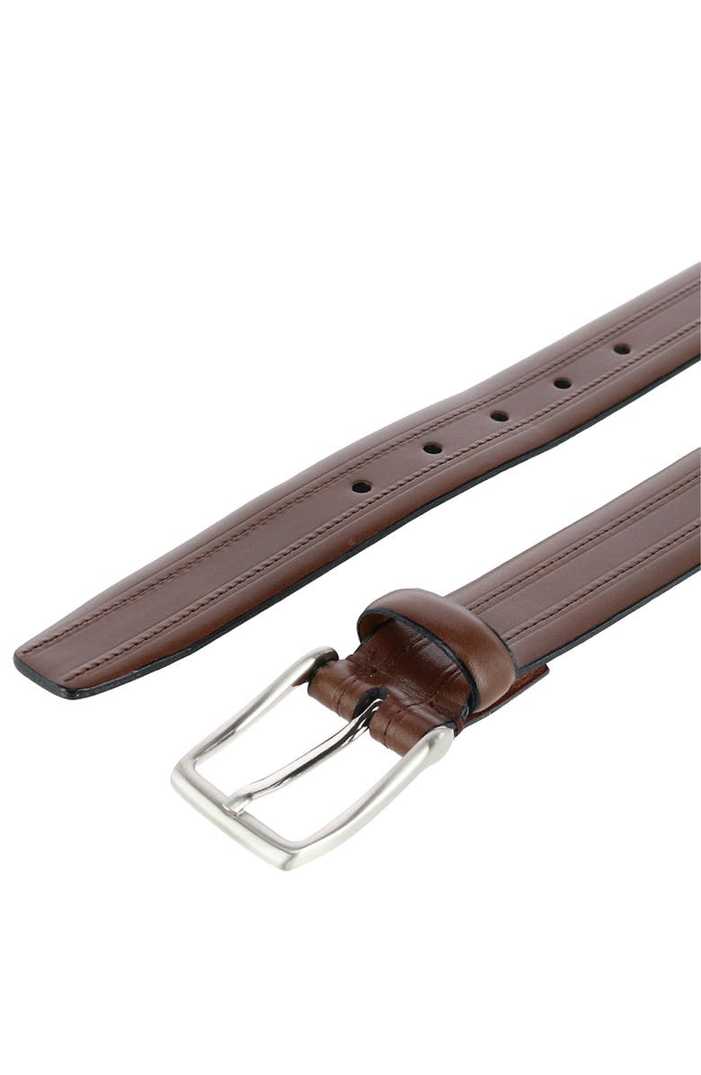 PHENIX Embossed Italian Leather Dress Belt with Stitching, Alternate, color, 