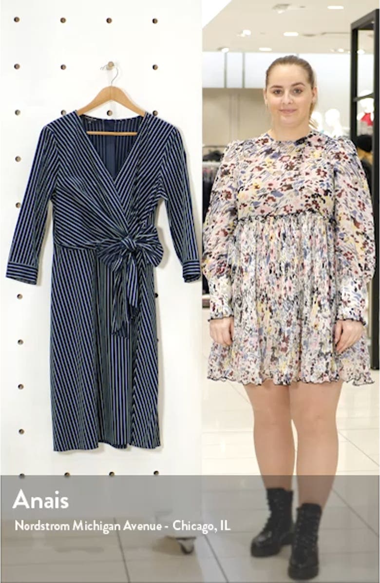 Penelope Stripe Faux Wrap Midi Dress, sales video thumbnail