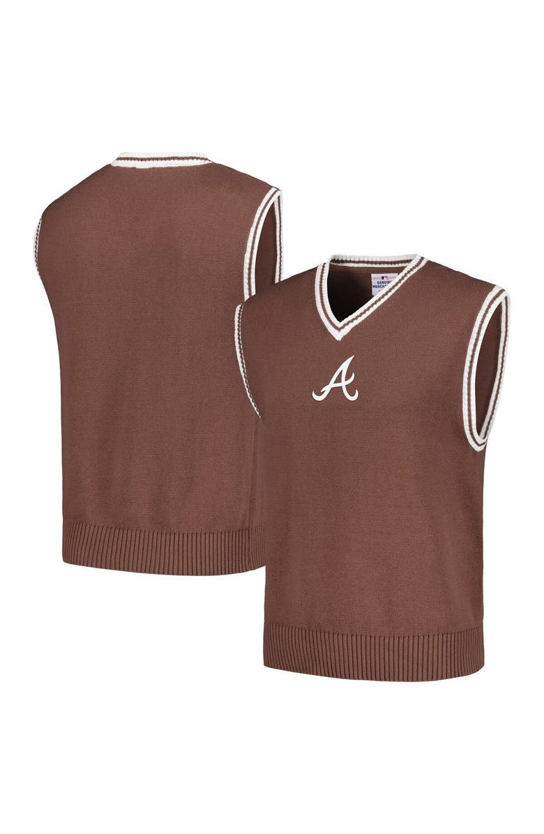 PLEASURES Men's PLEASURES  Brown Atlanta Braves Knit V-Neck Pullover Sweater Vest, Main, color, 