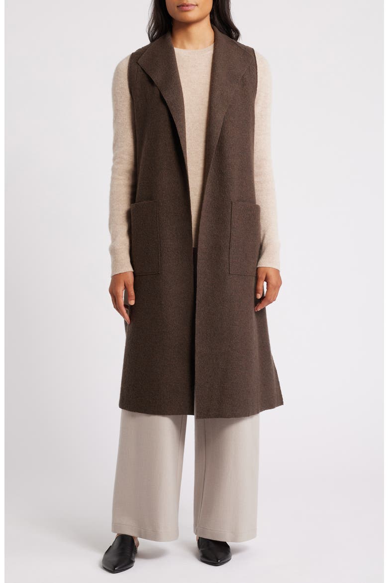 Longline Wool Vest, Main, color, WREN