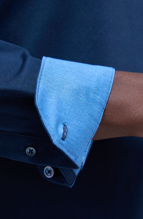 Bugatchi Jimmy Ooohcotton® Solid Button-up Shirt In Navy
