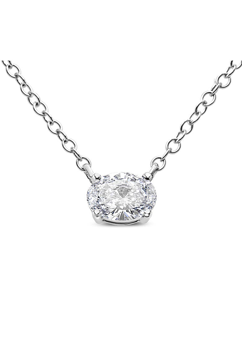 14K White Gold 1/2 Cttw Lab Grown Oval Shape Solitaire Diamond East West Pendant, Main, color, White